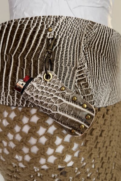 Load image into Gallery viewer, BELTED MINI — TAUPE CROC / TUSCANY