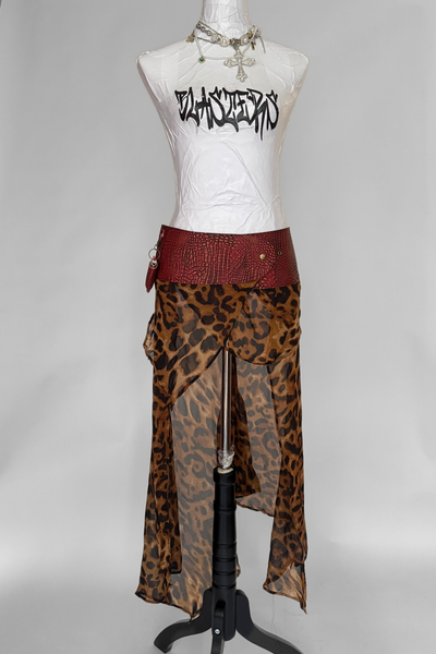 Load image into Gallery viewer, BELTED MINI — RED CROC / LEOPARD DRAPE