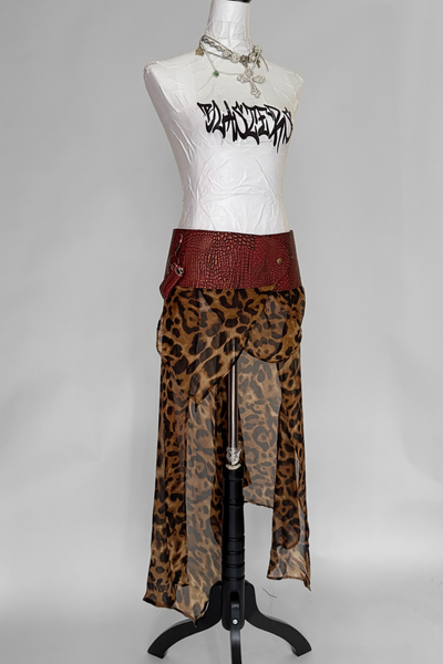 Load image into Gallery viewer, BELTED MINI — RED CROC / LEOPARD DRAPE
