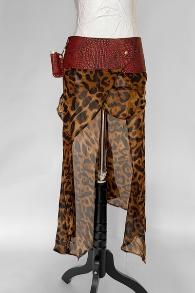 Load image into Gallery viewer, BELTED MINI — RED CROC / LEOPARD DRAPE