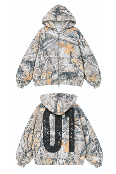 Load image into Gallery viewer, Waffle Knit Zip Up in Camo