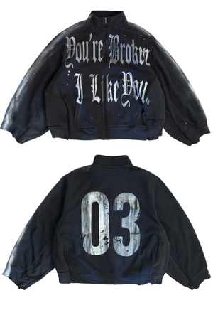 03: BROKEN ZIP UP BLACK