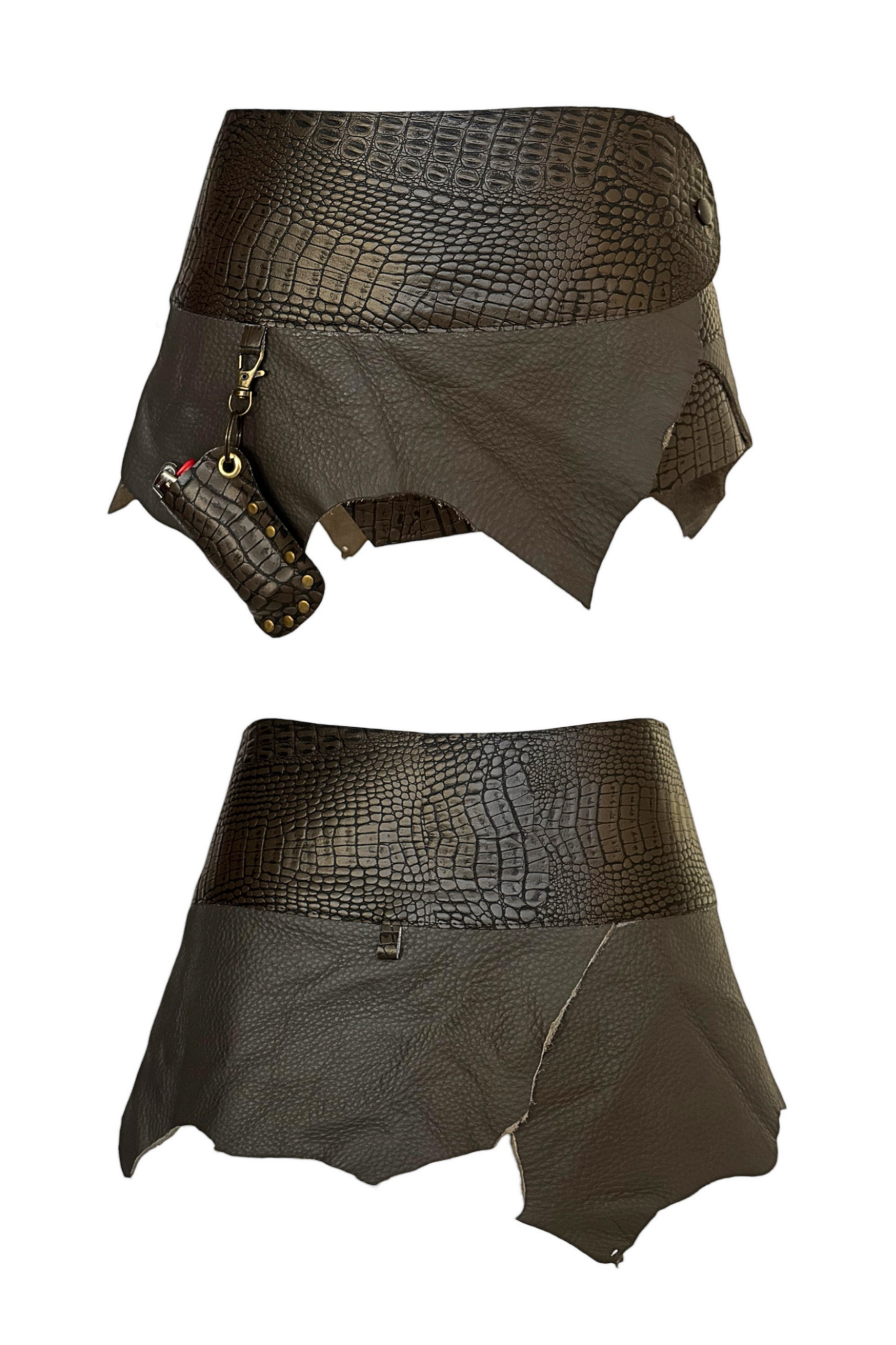 BELTED MINI — BROWN CROC / RECLAIMED LEATHER