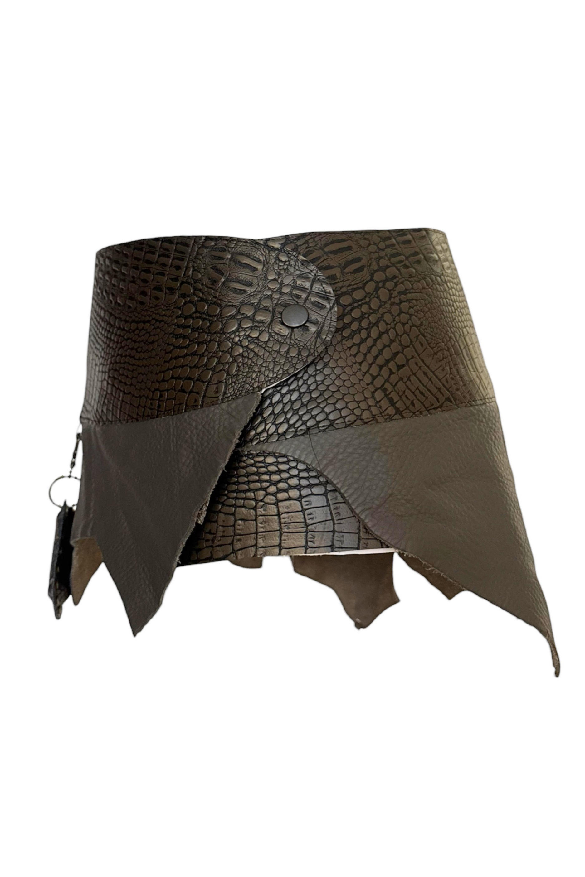 BELTED MINI — BROWN CROC / RECLAIMED LEATHER