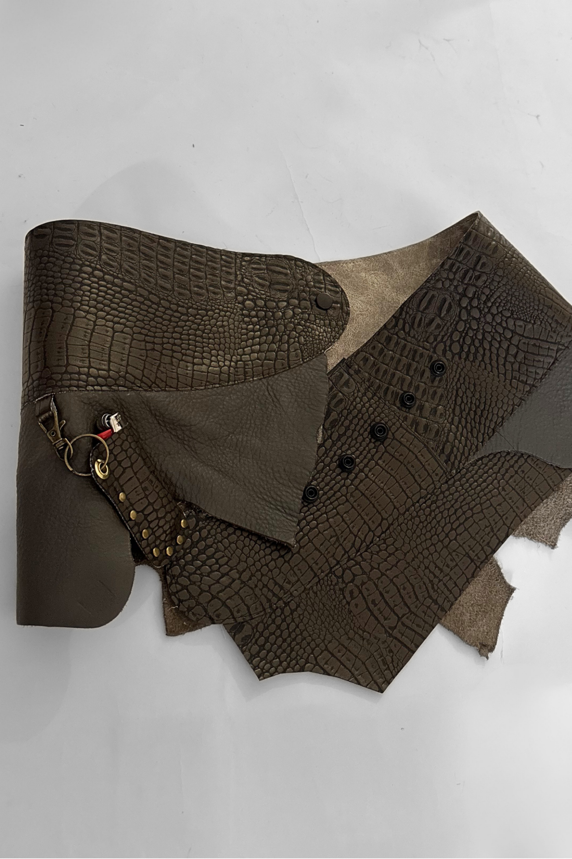 BELTED MINI — BROWN CROC / RECLAIMED LEATHER