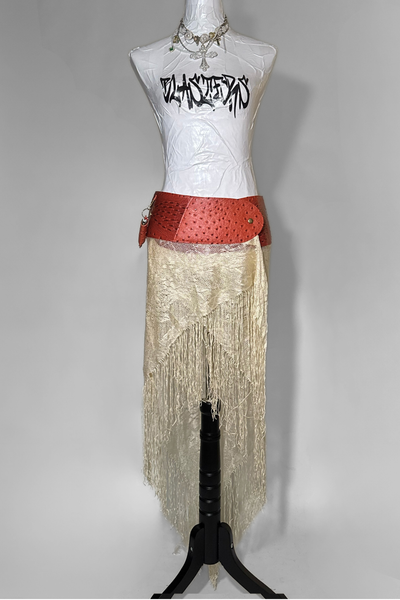 Load image into Gallery viewer, BELTED SKIRT — ORANGE CROC / ÉTOILE
