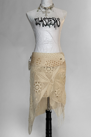 BELTED SKIRT — CREAM CROC / ANTIQUE CROCHET 03