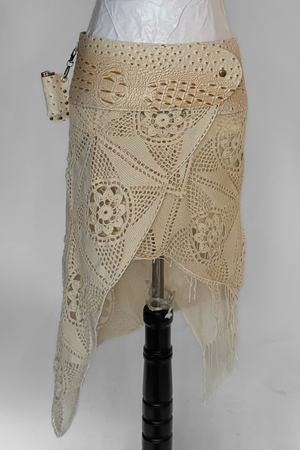 BELTED SKIRT — CREAM CROC / ANTIQUE CROCHET 03