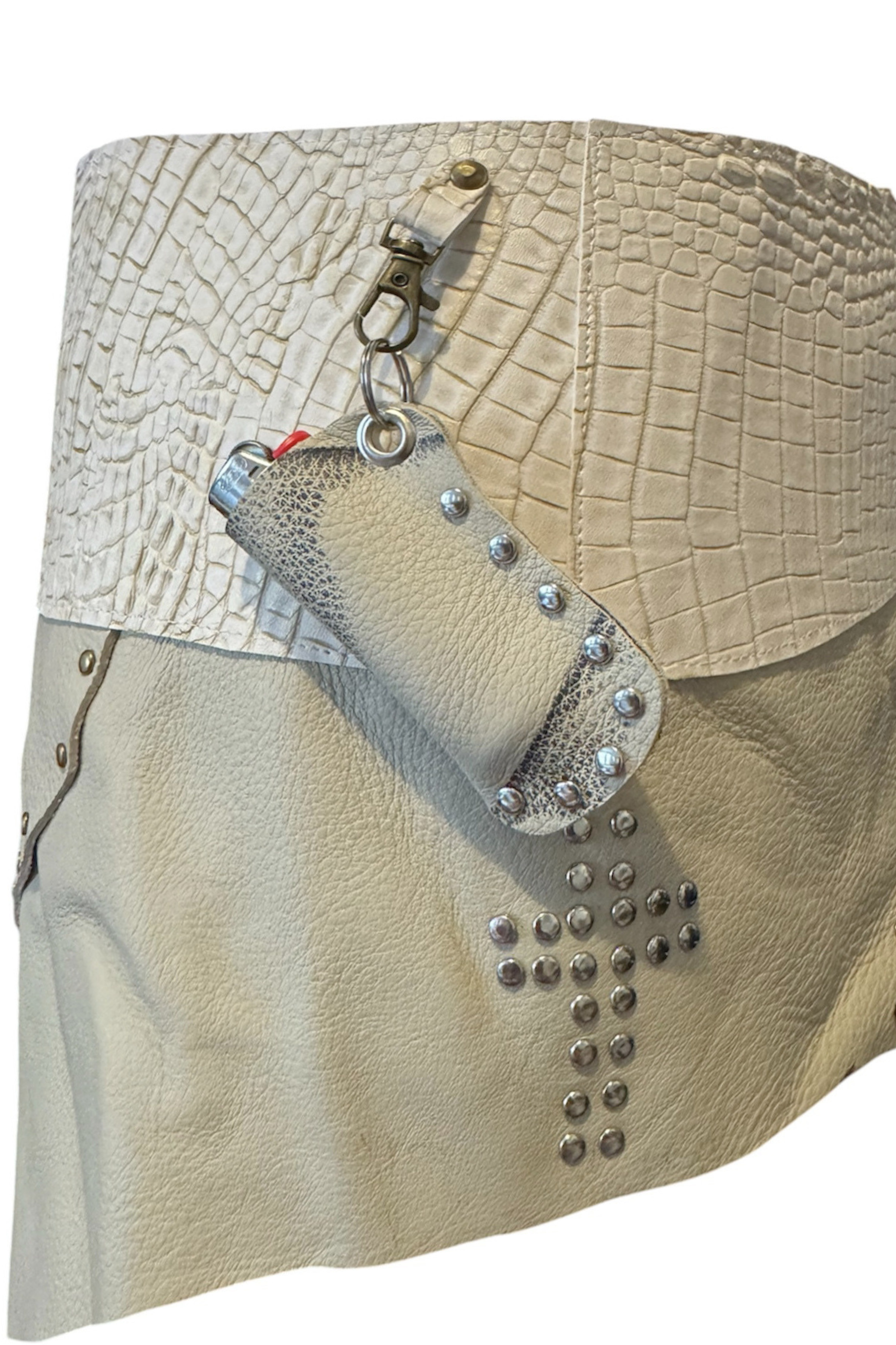 BELTED MINI — IVORY CROC / RECLAIMED LEATHER