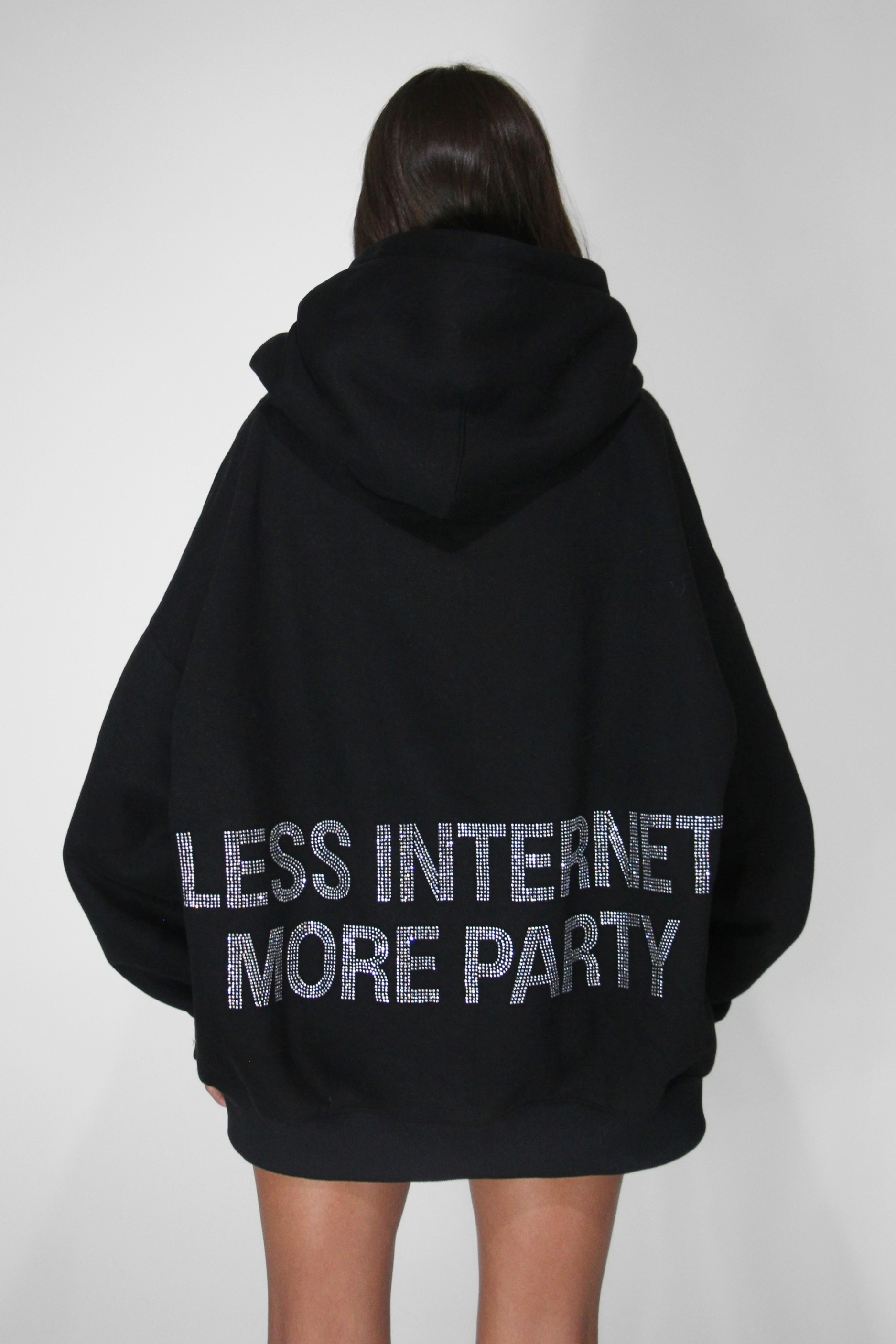 Less Internet More Party Rhinestone Hoodie