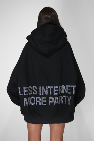 Less Internet More Party Rhinestone Hoodie