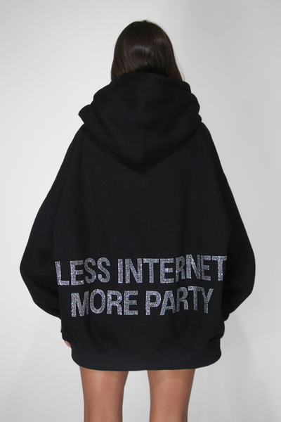 Load image into Gallery viewer, Less Internet More Party Rhinestone Hoodie
