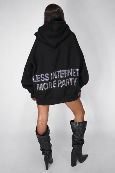 Load image into Gallery viewer, Less Internet More Party Rhinestone Hoodie
