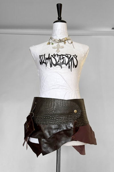 Load image into Gallery viewer, BELTED MINI — BROWN CROC / RECLAIMED LEATHER
