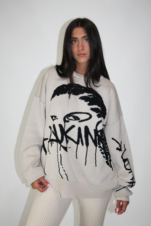 Graffiti Knit Crewneck Sweater