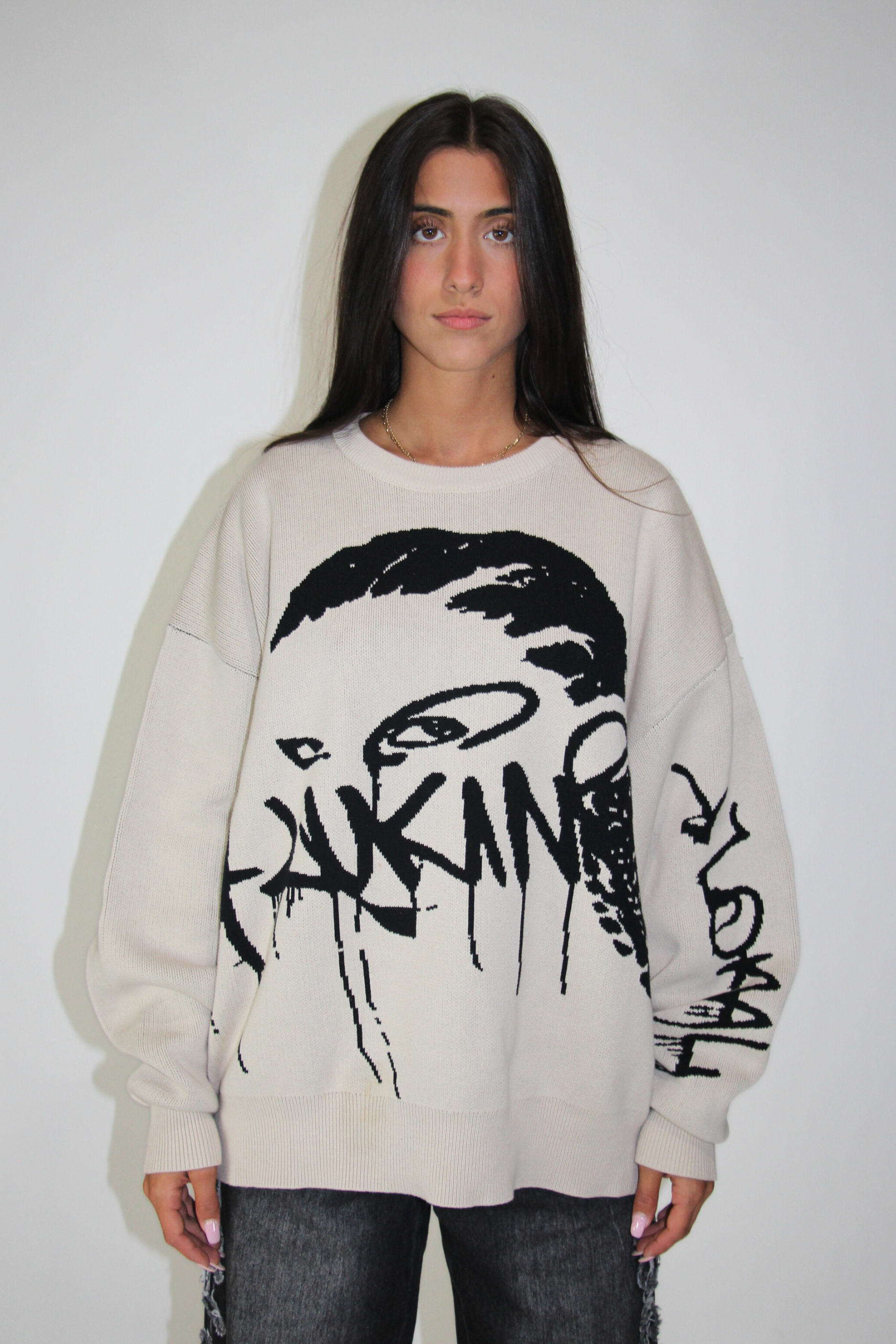 Graffiti Knit Crewneck Sweater