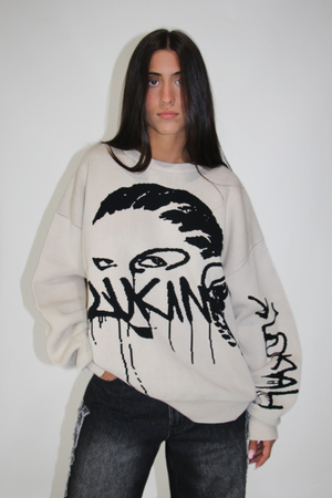 Graffiti Knit Crewneck Sweater