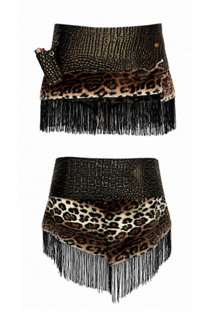 BELTED MINI — BLACK CROC / LEOPARD