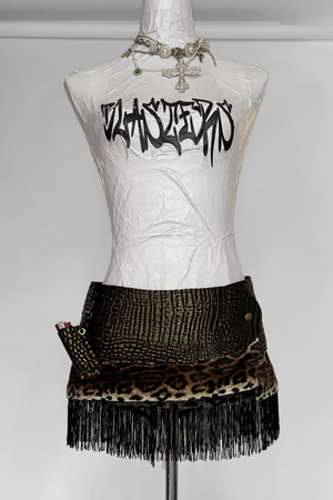 BELTED MINI — BLACK CROC / LEOPARD