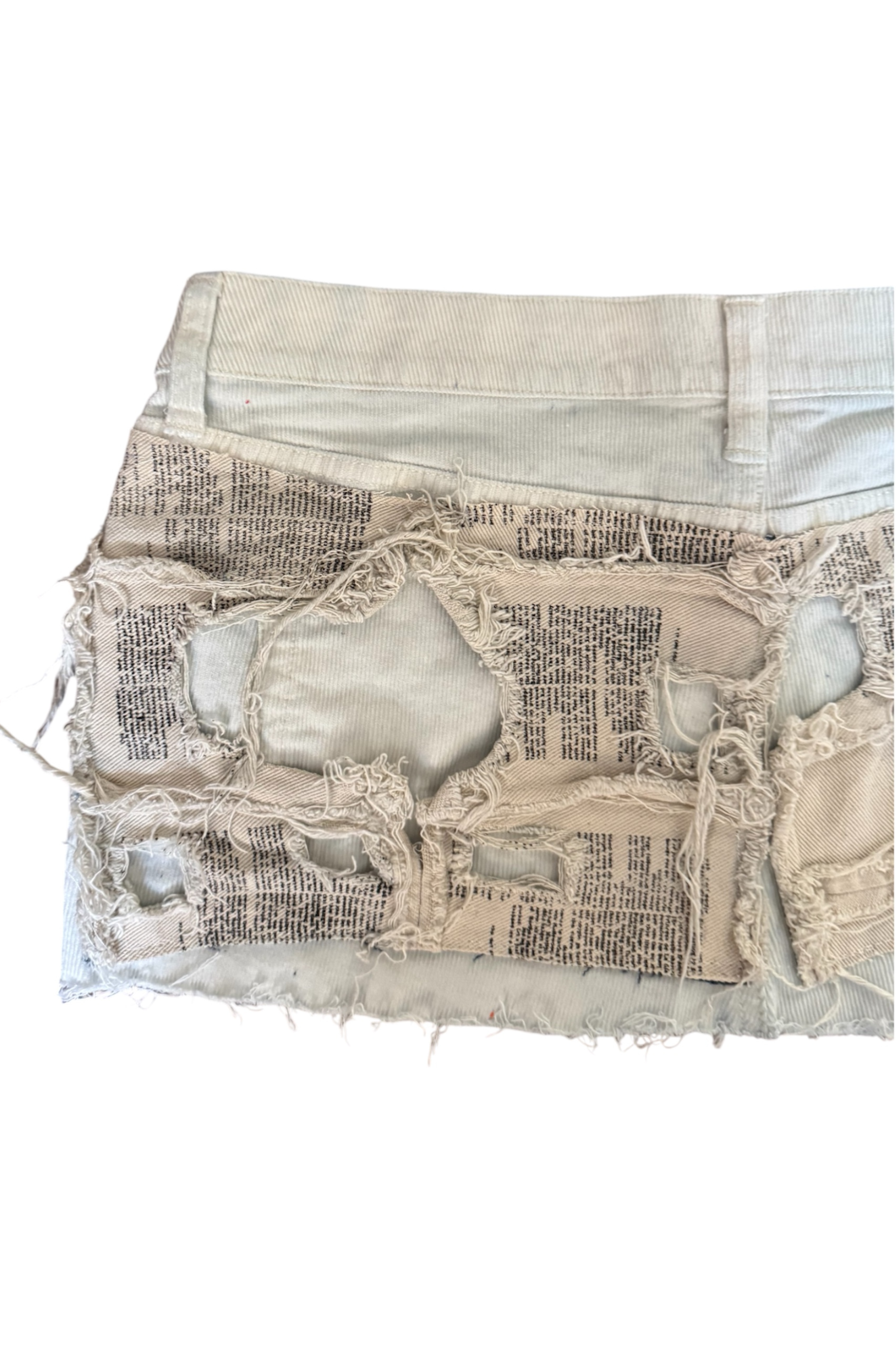 Distressed Newspaper Micro Mini (Size 28)