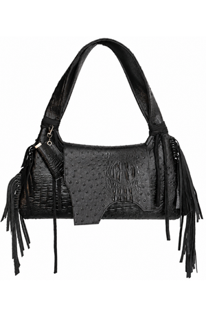 The Fringe Flap Bag in Black