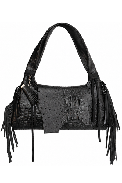 Load image into Gallery viewer, The Fringe Flap Bag in Black
