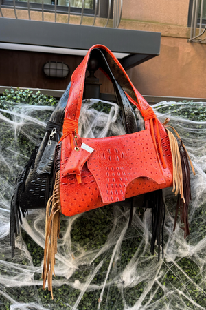 The Fringe Flap Bag in Burnt Orange
