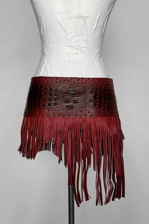 BELTED MINI — RED CROC / LEATHER FRINGE