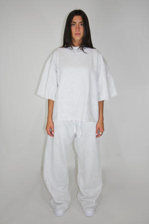 Fleece Boxy Tee in Light Heather