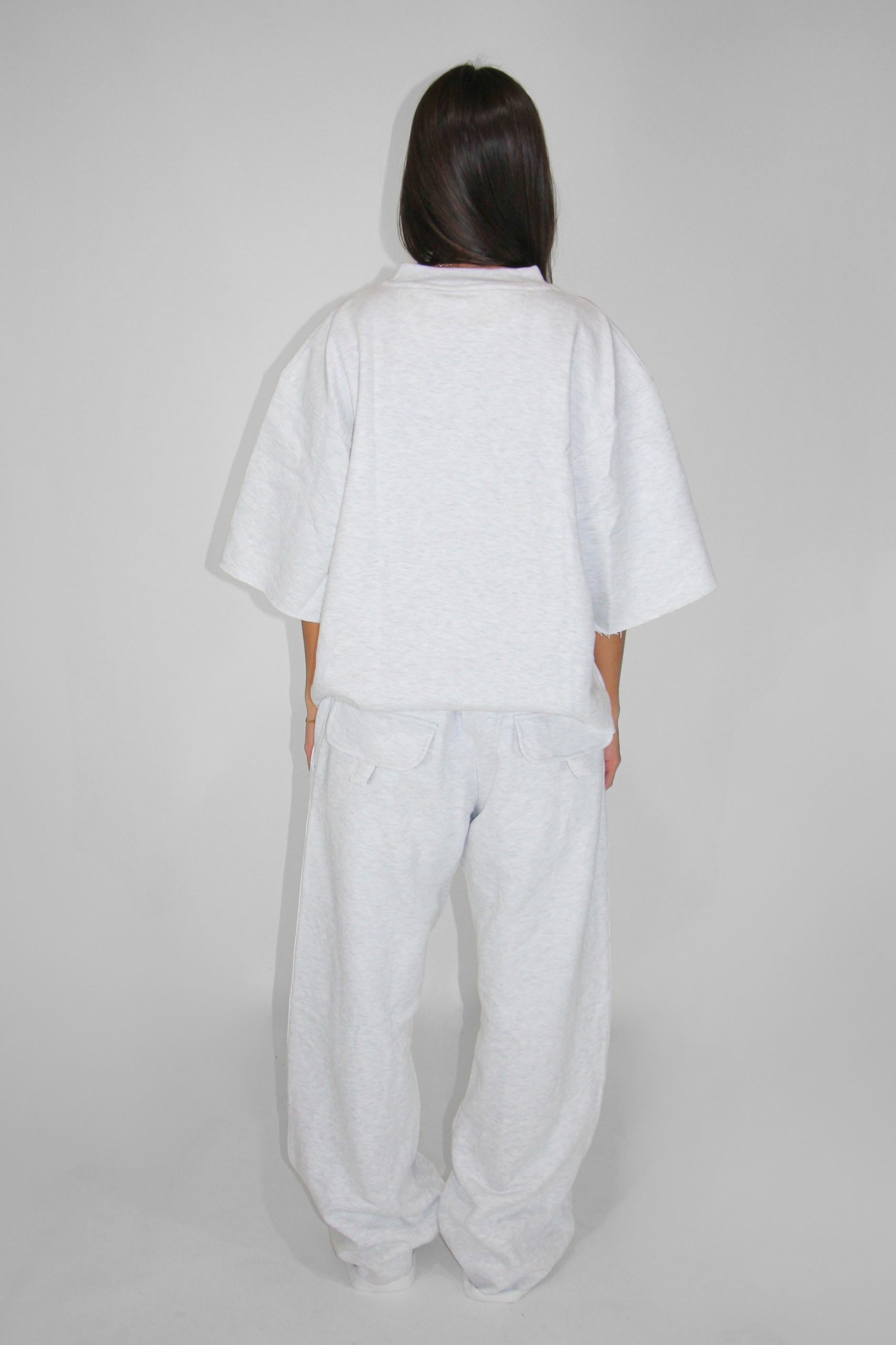 Fleece Boxy Tee in Light Heather