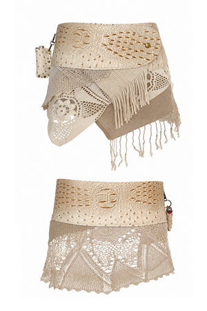 BELTED SKIRT — CREAM CROC / PORTOFINO