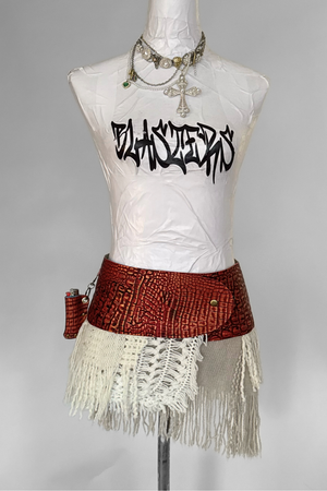 BELTED SKIRT — RED CROC / FIRESIDE