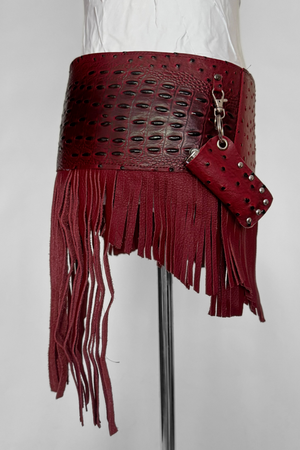 BELTED MINI — RED CROC / LEATHER FRINGE