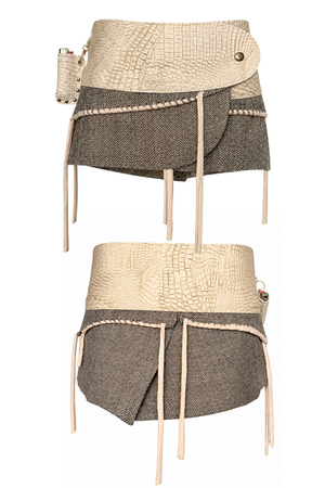 BELTED SKIRT — IVORY CROC / OFFICE SIREN