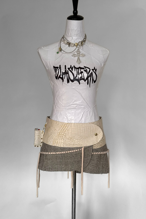 BELTED SKIRT — IVORY CROC / OFFICE SIREN