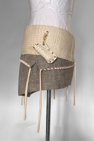 BELTED SKIRT — IVORY CROC / OFFICE SIREN