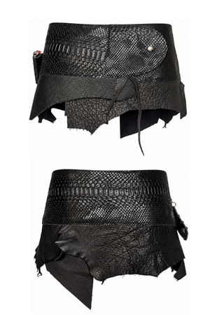 BELTED SKIRT — BLACK VIPER / RECLAIMED LEATHER
