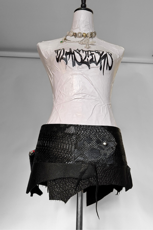 BELTED SKIRT — BLACK VIPER / RECLAIMED LEATHER