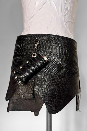 BELTED SKIRT — BLACK VIPER / RECLAIMED LEATHER