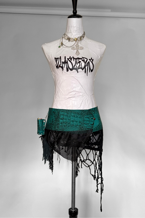 BELTED SKIRT — TEAL CROC / POSION IVY