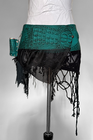 BELTED SKIRT — TEAL CROC / POSION IVY