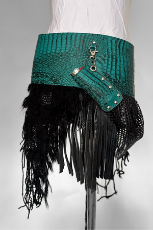 BELTED SKIRT — TEAL CROC / POSION IVY