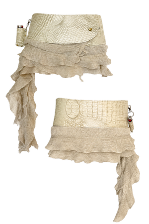 BELTED SKIRT — IVORY CROC / OPHELIA
