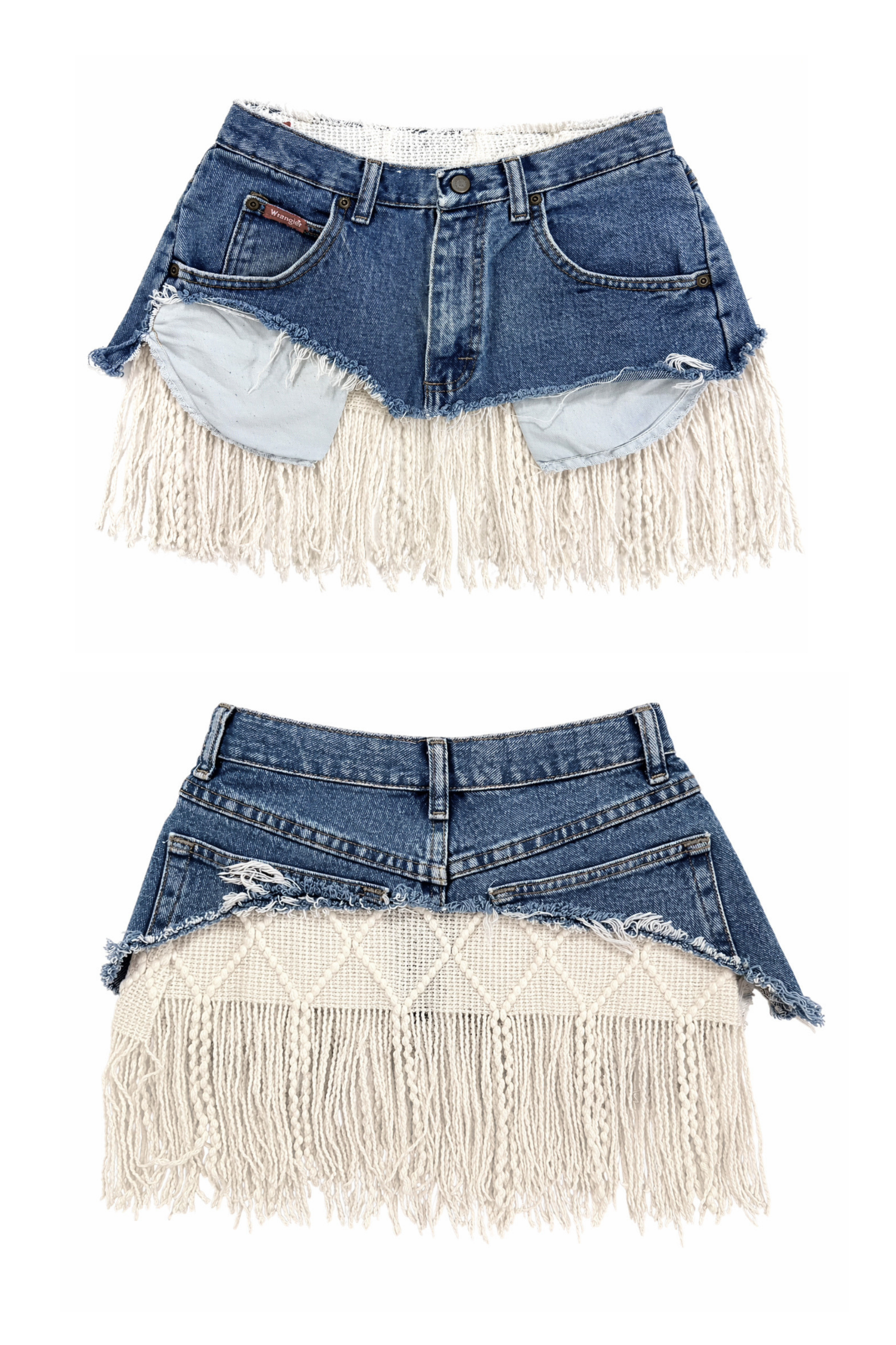 DENIM KNIT MINI- CREAM FRINGE (Size 24)