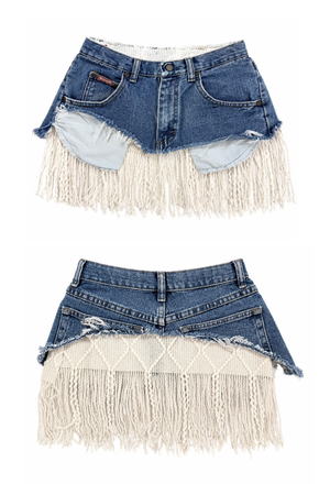 DENIM KNIT MINI- CREAM FRINGE (Size 24)