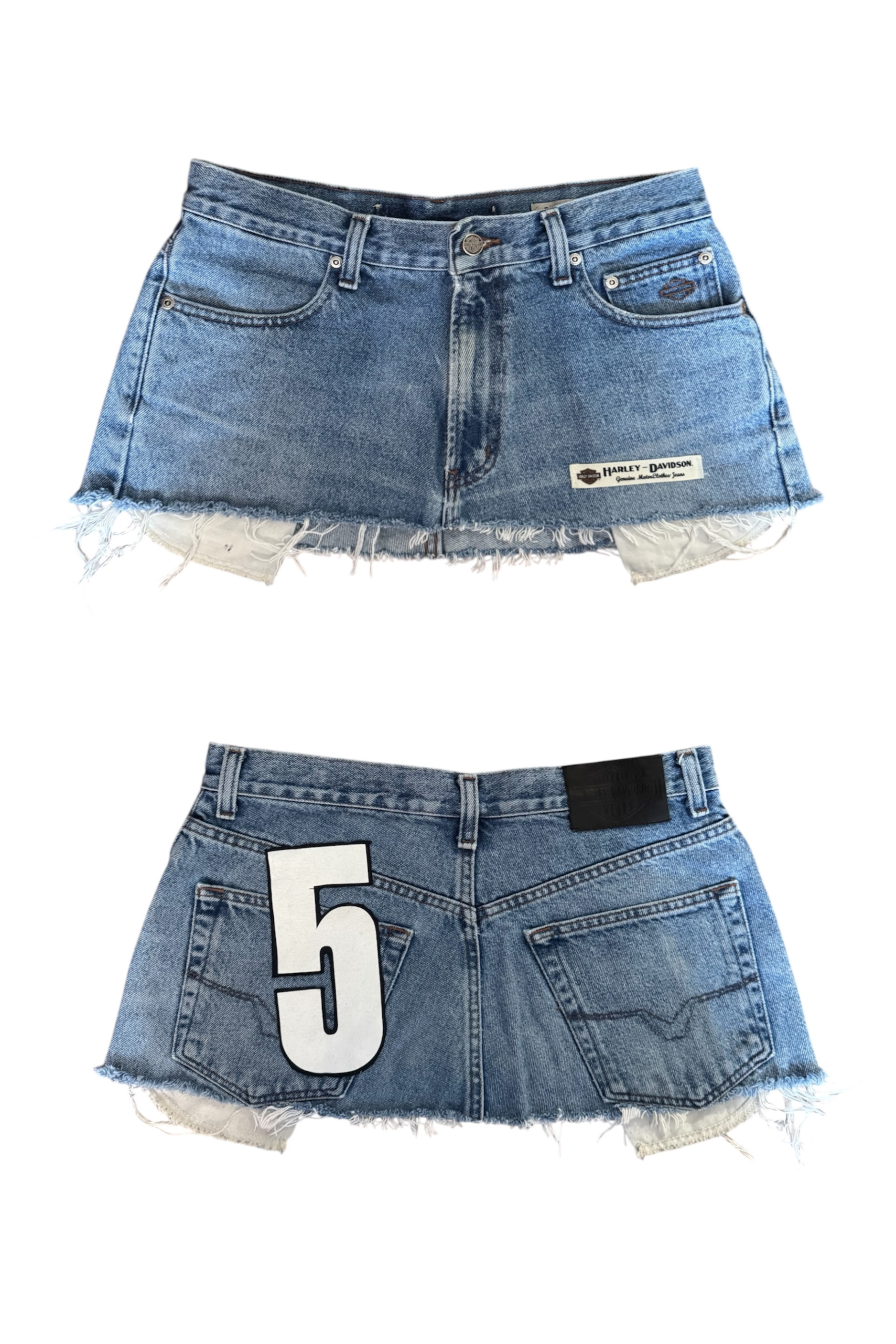 Micro Mini Denim Harley Davidson (Size 26)
