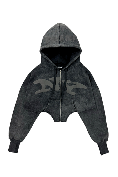 Load image into Gallery viewer, NY Cut-off Hoodie in Washed Black
