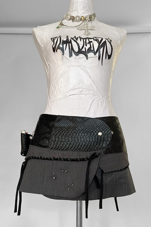 BELTED SKIRT — BLACK VIPER / OFFICE SIREN PIERCED