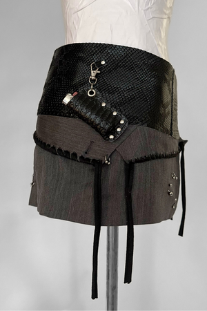 BELTED SKIRT — BLACK VIPER / OFFICE SIREN PIERCED