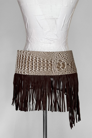 BELTED MINI — TAUPE CROC / LEATHER FRINGE